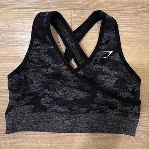 Gymshark Black and Gray Cross Back Sports Bra